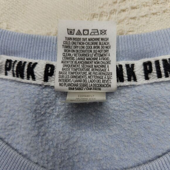 Pink Victoria's Secret Sweat Shirt Graphic Oversize Blue Retro Small Oversize - Picture 5 of 8